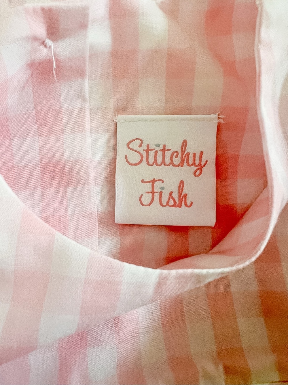 BRAND NEW! Stitchy Fish Pink Gingham Smocked ABC Dress - never worn! - Picture 10 of 12